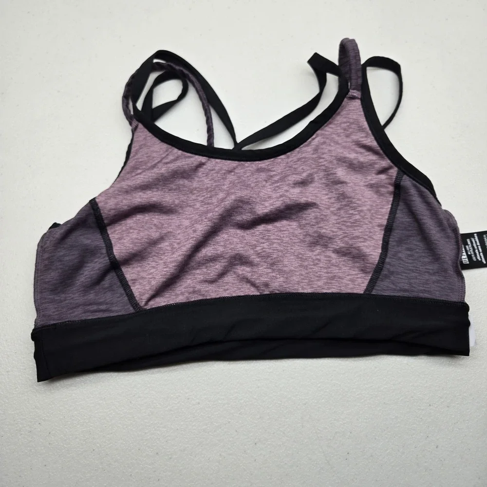 PINK Women Sports Bra‎ Medium Purple Geometric ULTIMATE Pullover